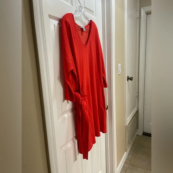 Tommy Bahama Silky French Terry Dress Side Tie Poppy Red Size Large Viscose - Picture 2 of 9